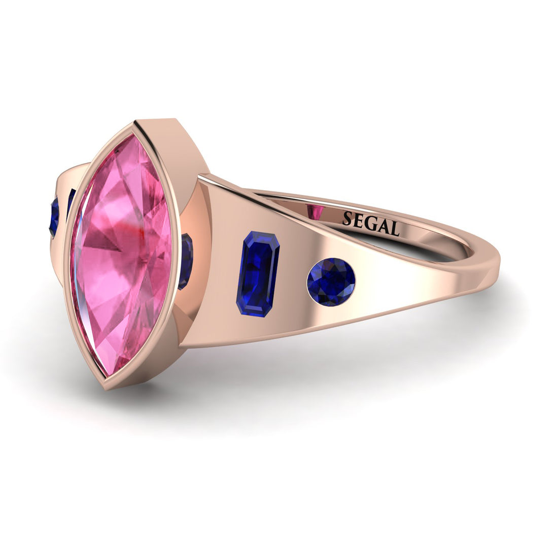Marquise Bezel Pink Moissanite Ring - Juliana No. 814