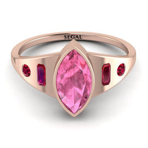 Marquise Bezel Pink Moissanite Ring - Juliana No. 811 image 1