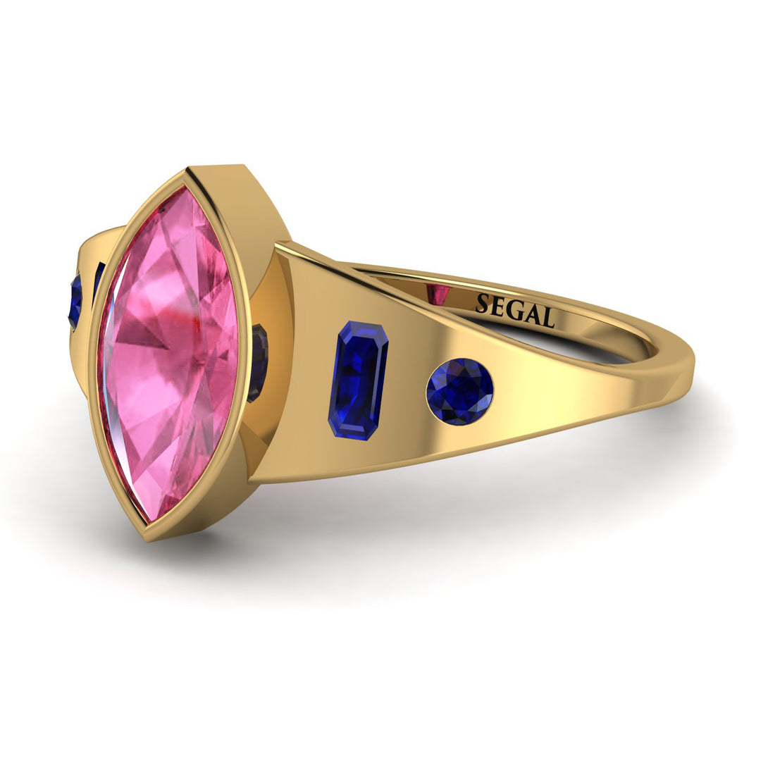 Marquise Bezel Pink Moissanite Ring - Juliana No. 813