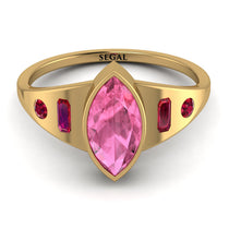 Marquise Bezel Pink Moissanite Ring - Juliana No. 810 image 1