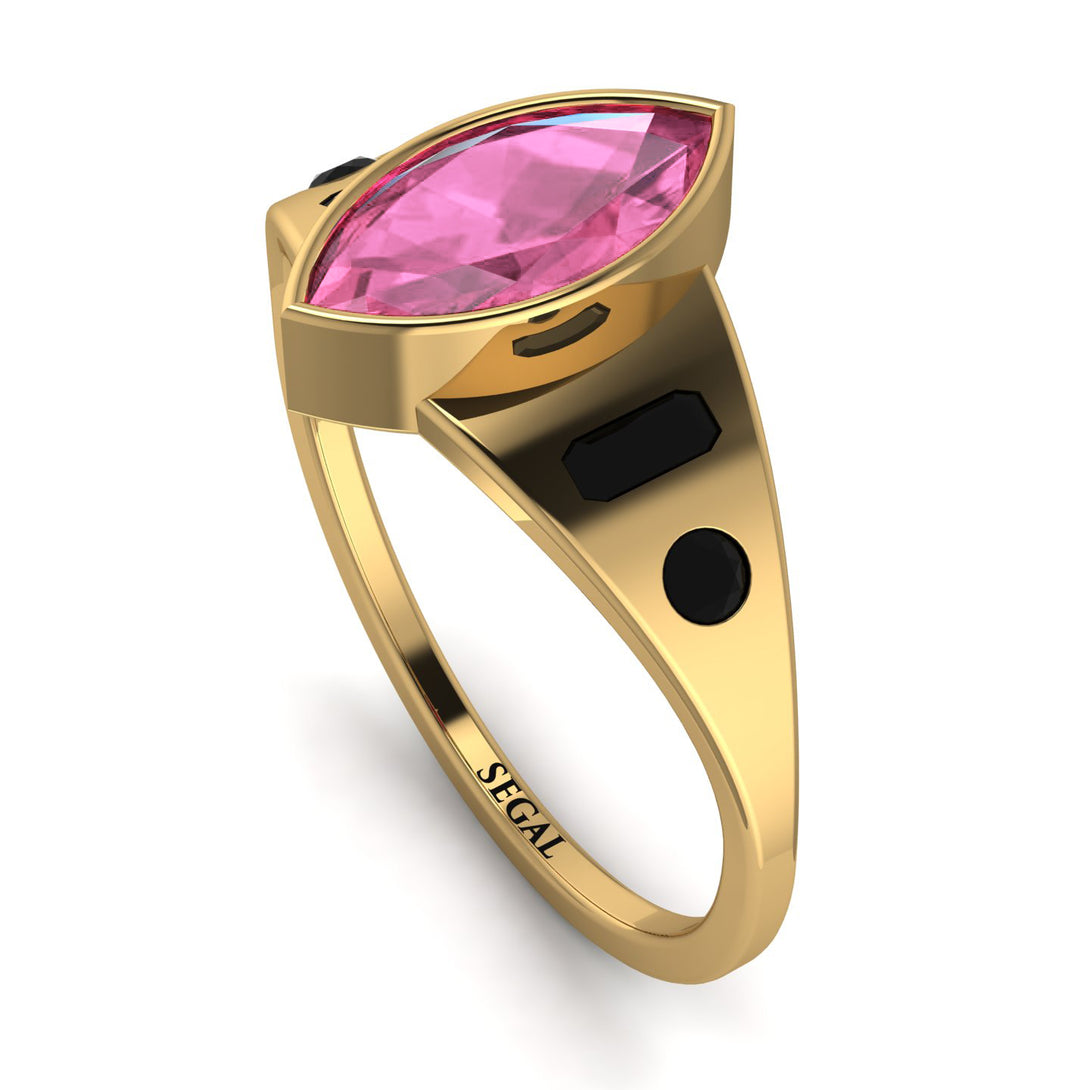 Marquise Bezel Pink Moissanite Ring - Juliana No. 807