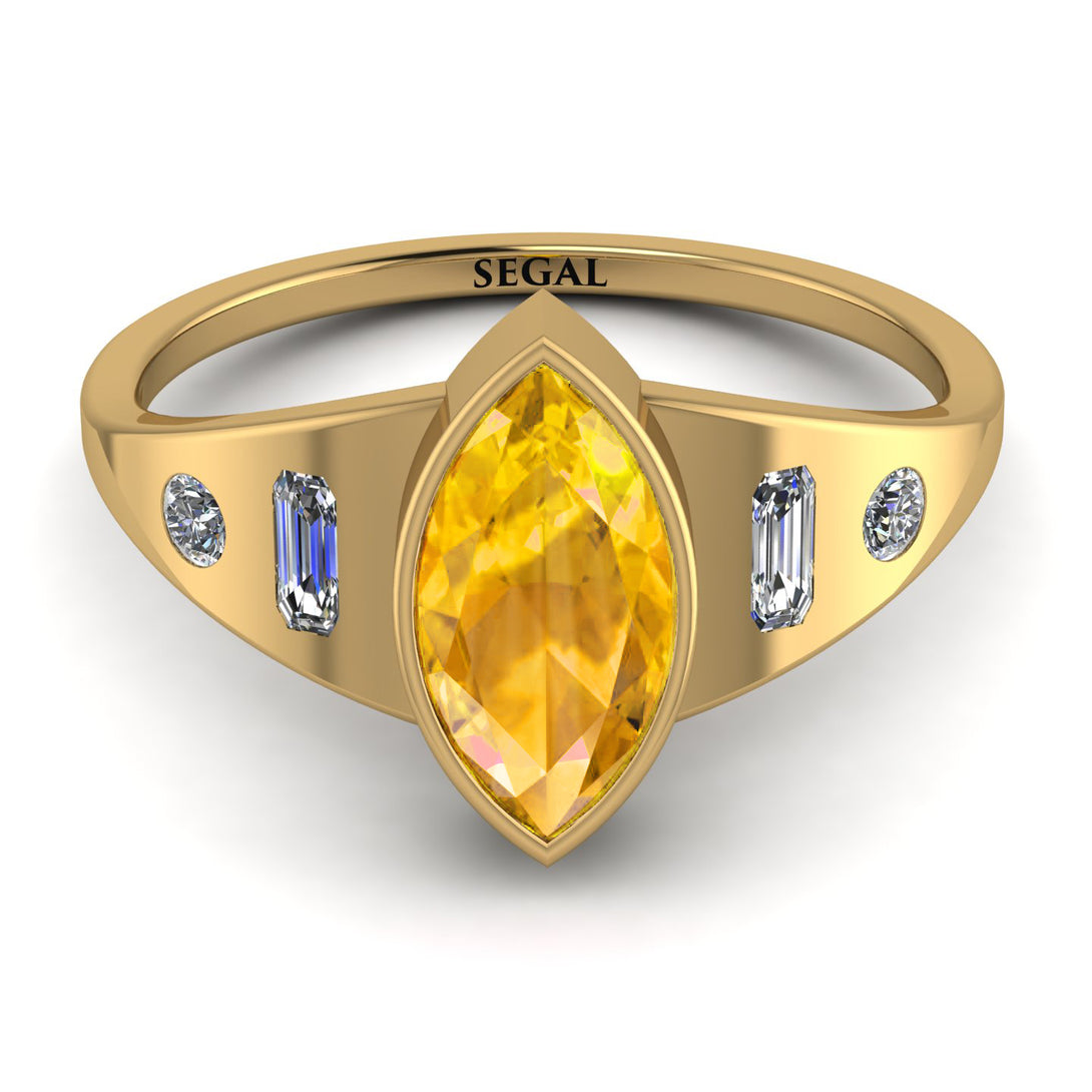 Marquise Bezel Yellow Diamond Ring - Juliana No. 1001