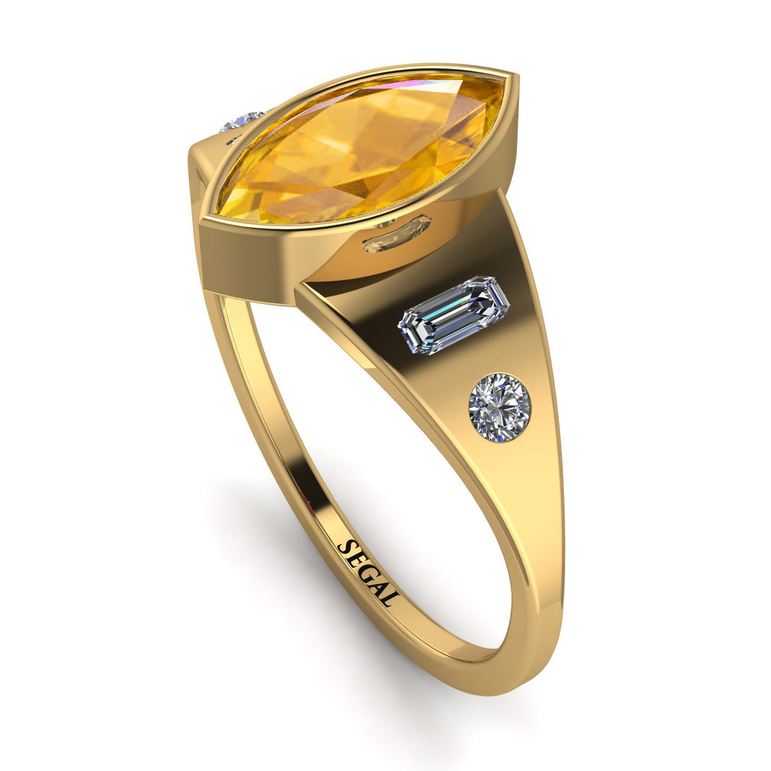 Marquise Bezel Yellow Diamond Ring - Juliana No. 1001