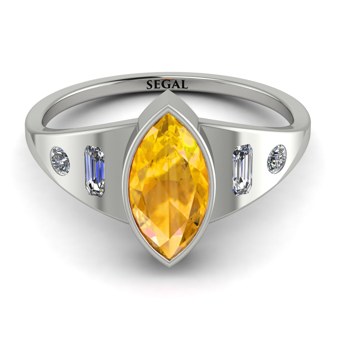 Marquise Bezel Yellow Diamond Ring - Juliana No. 1003