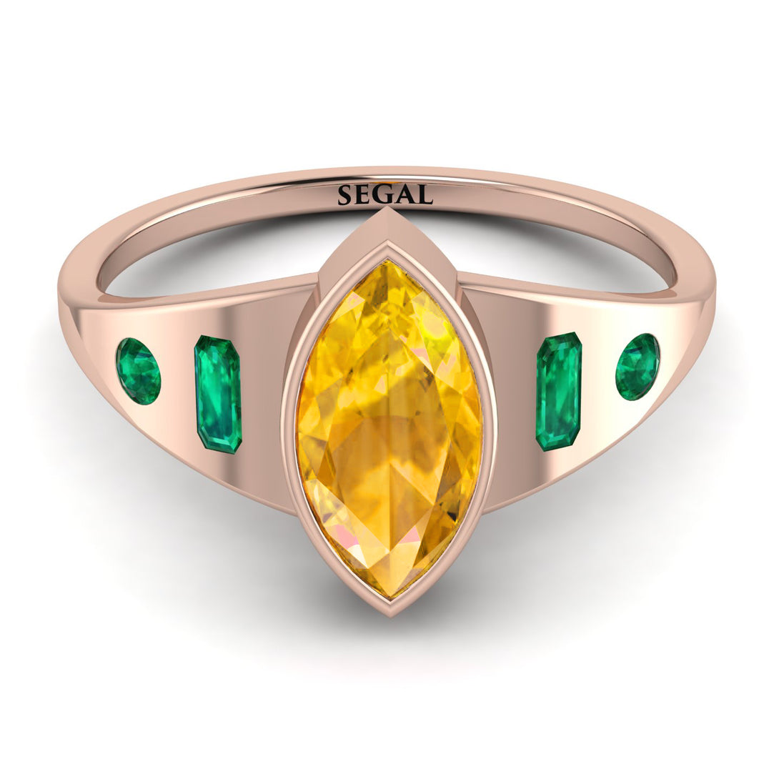 Marquise Bezel Yellow Diamond Ring - Juliana No. 1005