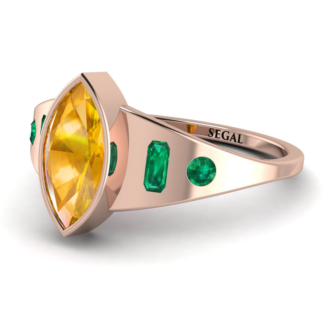 Marquise Bezel Yellow Diamond Ring - Juliana No. 1005