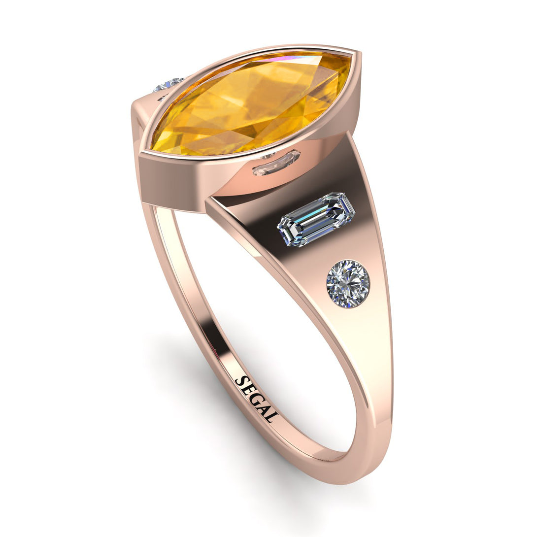 Marquise Bezel Yellow Diamond Ring - Juliana No. 1002