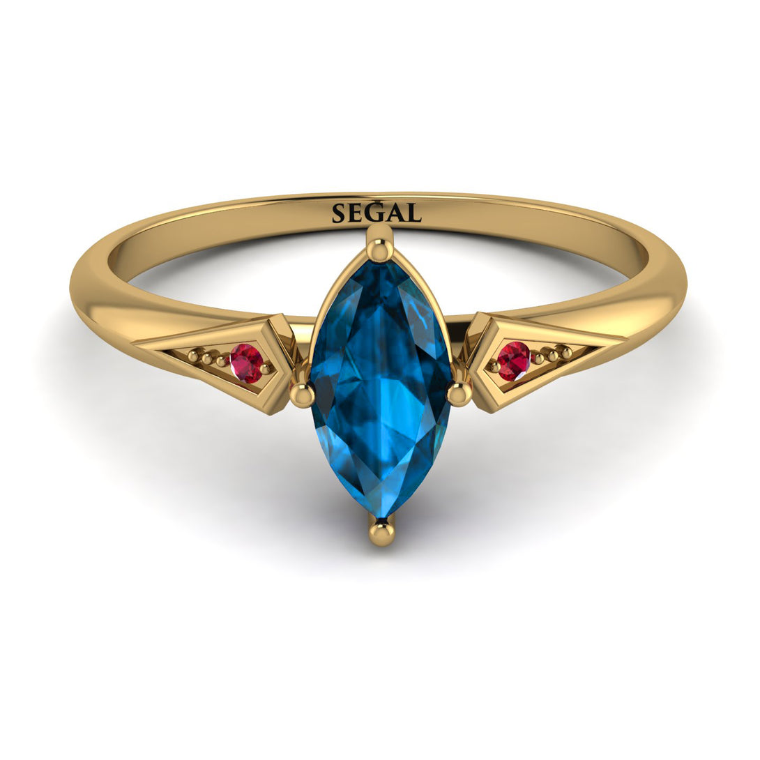 Marquise Blue Topaz Geometrical Engagement Ring - Reese No. 510