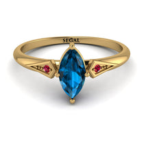 Marquise Blue Topaz Geometrical Engagement Ring - Reese No. 510 image 1