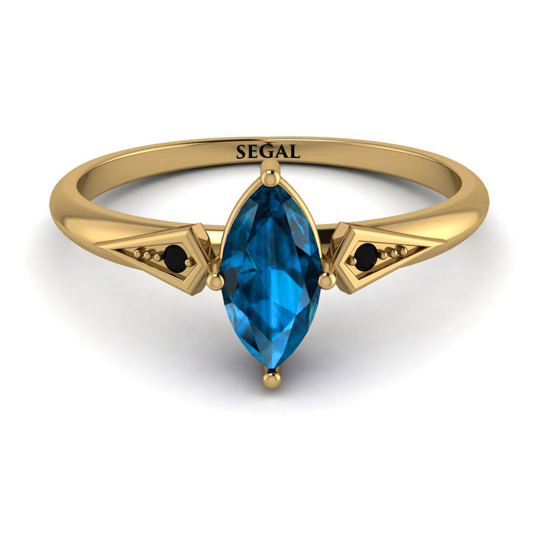 Marquise Blue Topaz Geometrical Engagement Ring - Reese No. 507