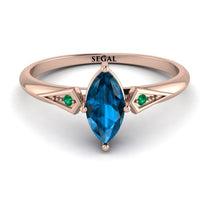 Marquise Blue Topaz Geometrical Engagement Ring - Reese No. 505 image 1