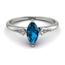 Marquise Blue Topaz Geometrical Engagement Ring - Reese No. 503 image 1