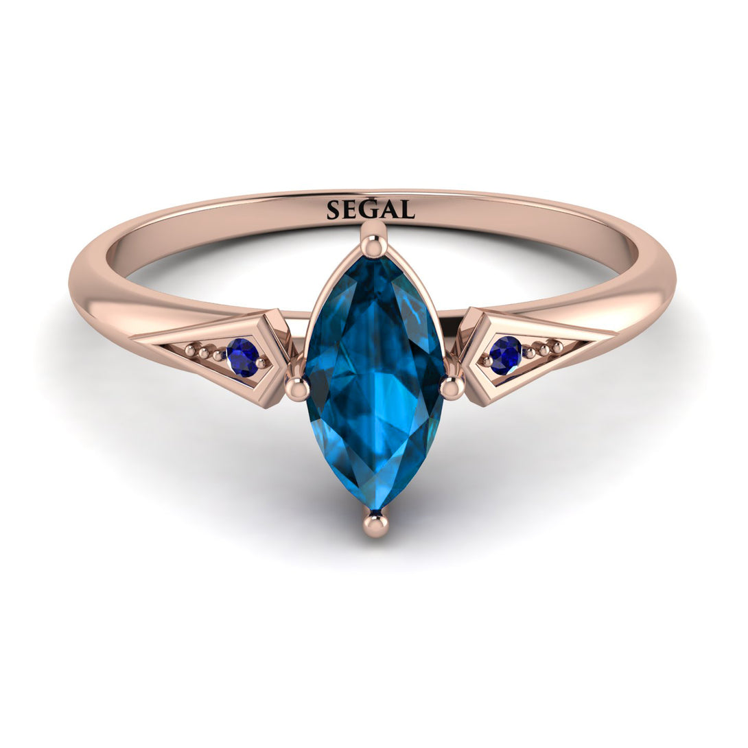 Marquise Blue Topaz Geometrical Engagement Ring - Reese No. 514