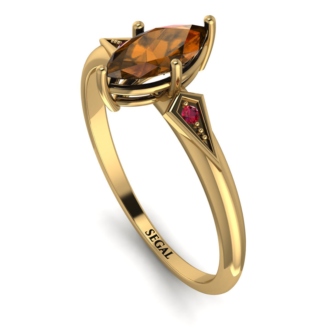 Marquise Brown Diamond Geometrical Engagement Ring - Reese No. 1110