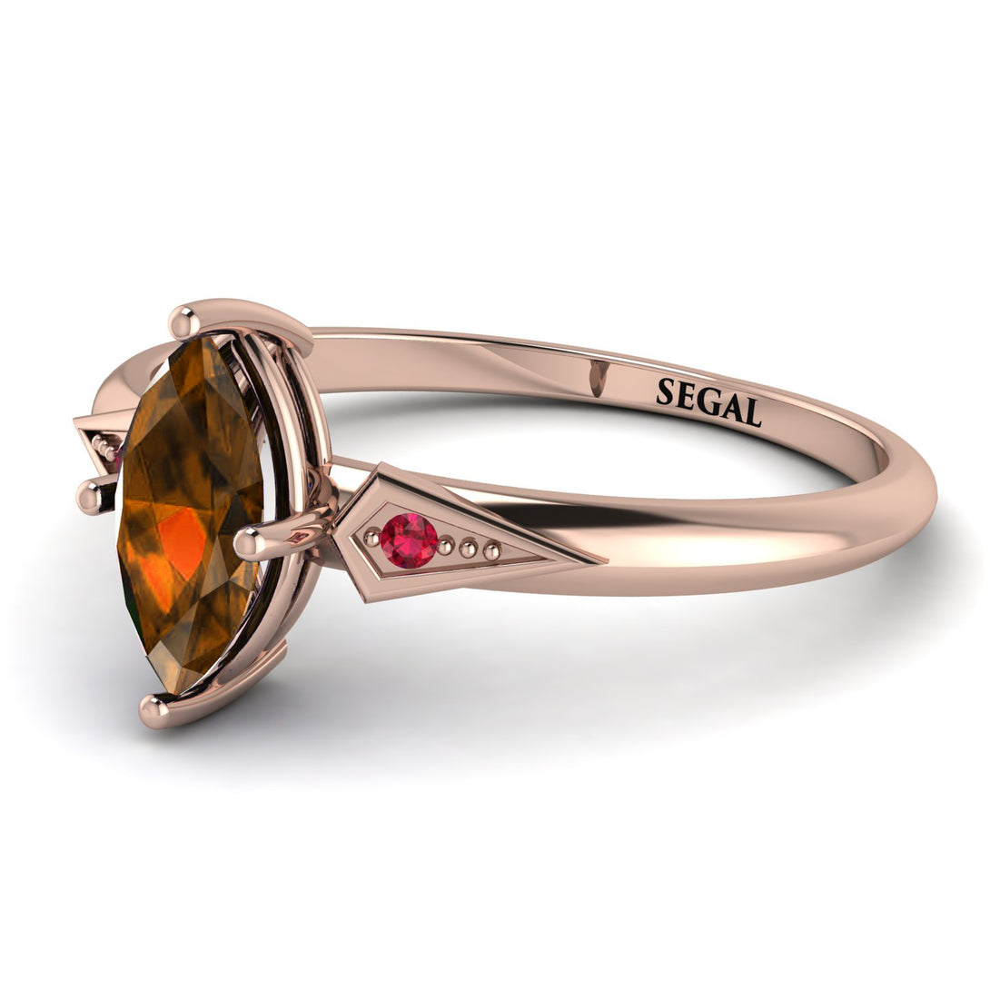 Marquise Brown Diamond Geometrical Engagement Ring - Reese No. 1111