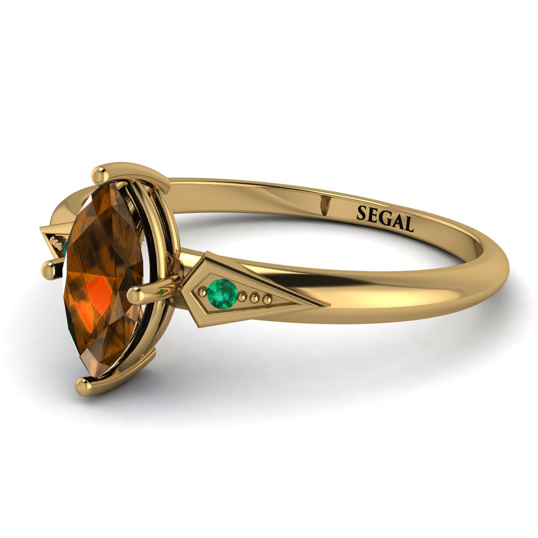 Marquise Brown Diamond Geometrical Engagement Ring - Reese No. 1104