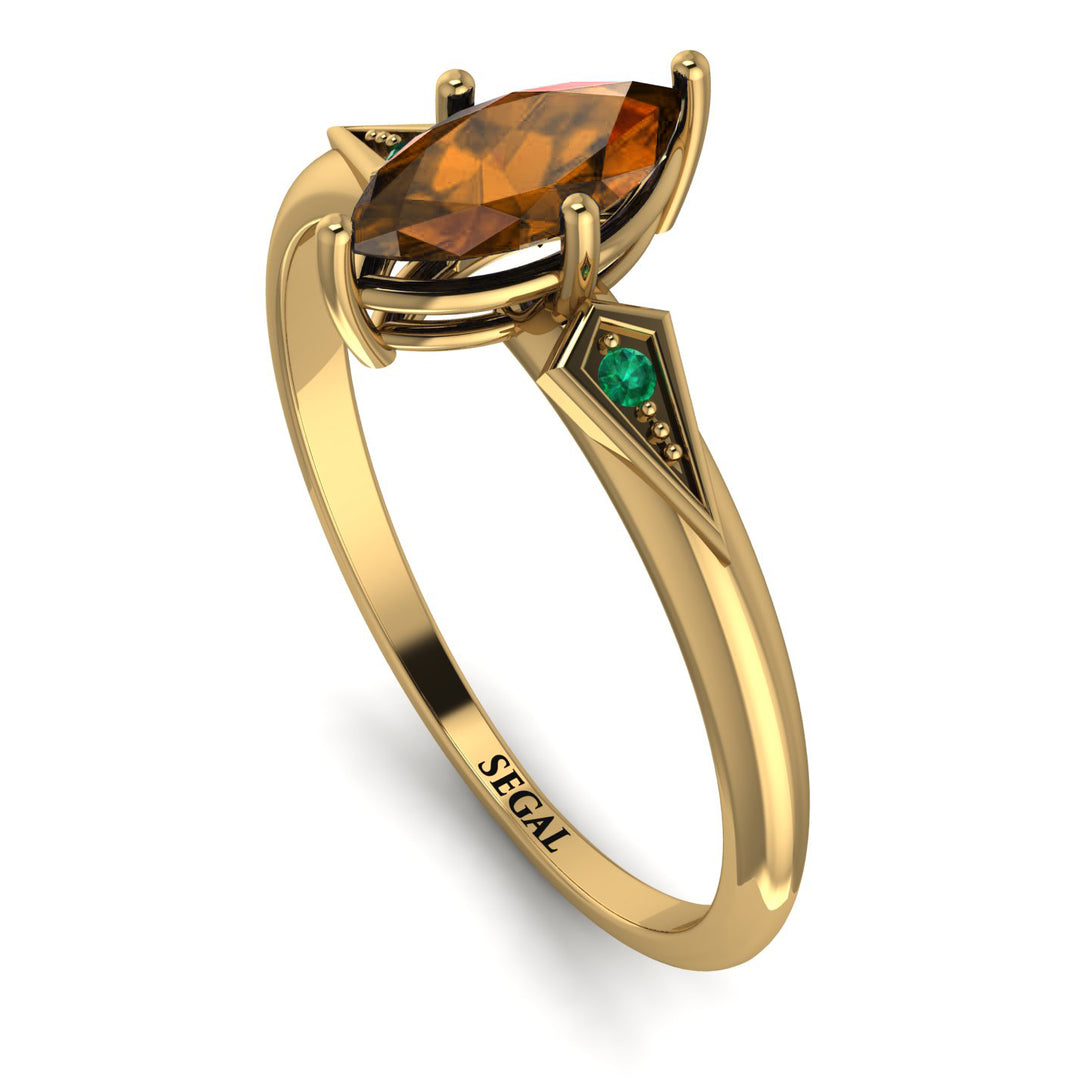 Marquise Brown Diamond Geometrical Engagement Ring - Reese No. 1104