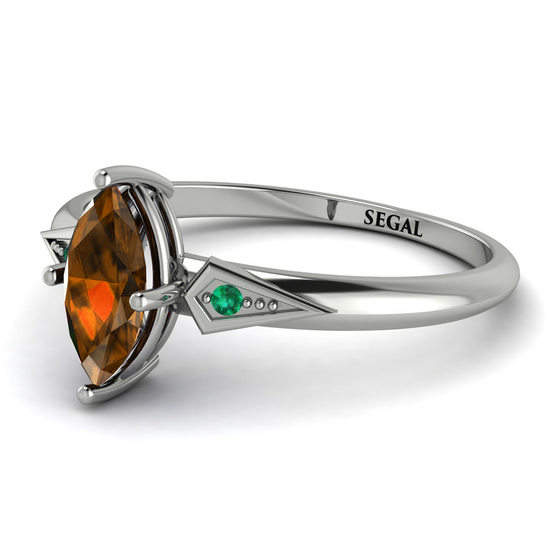 Marquise Brown Diamond Geometrical Engagement Ring - Reese No. 1106