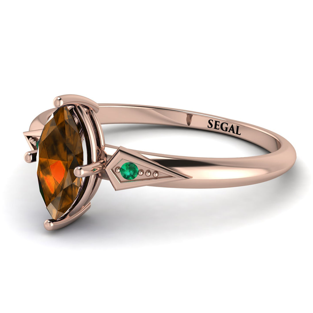 Marquise Brown Diamond Geometrical Engagement Ring - Reese No. 1105