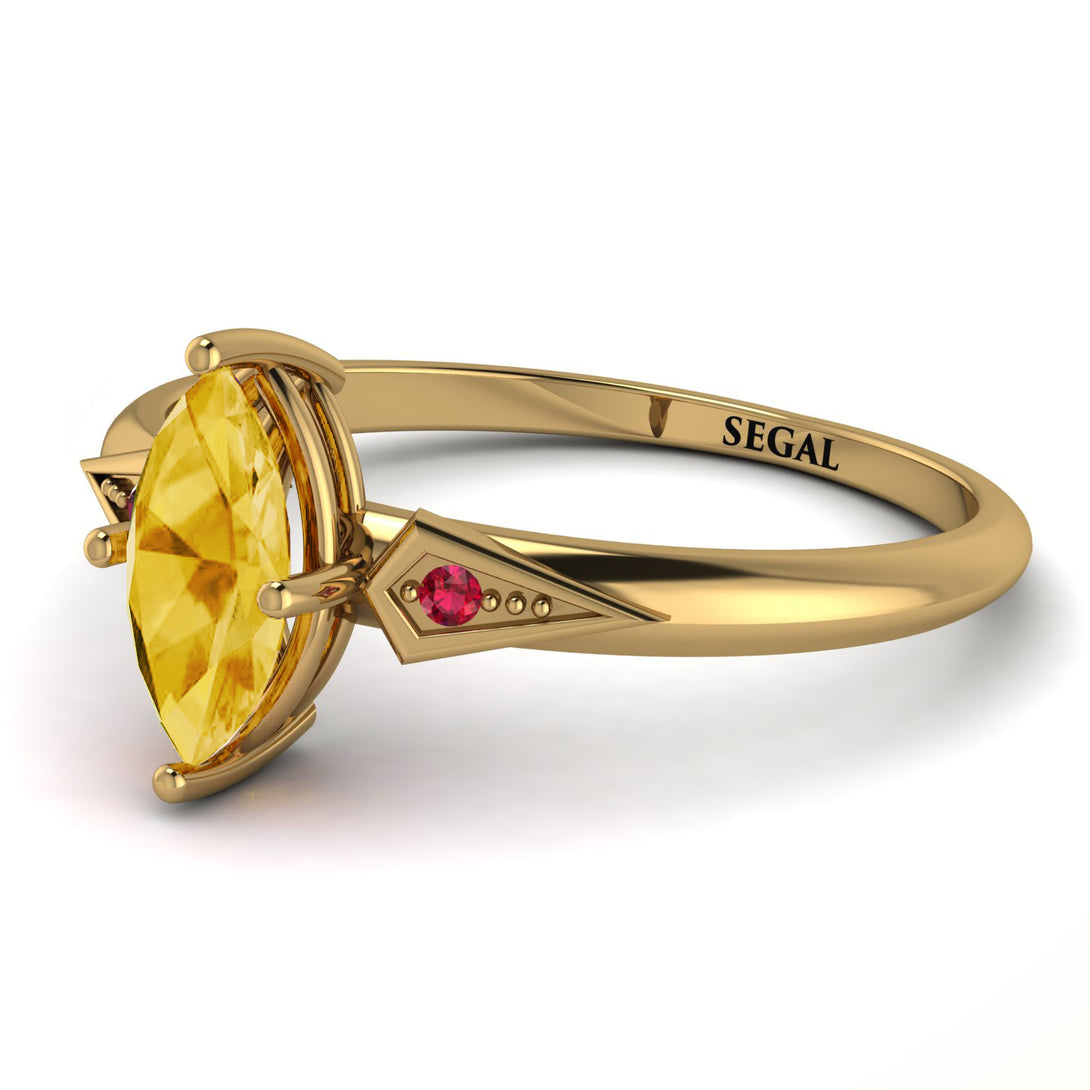 Marquise Citrine Geometrical Engagement Ring - Reese No. 610