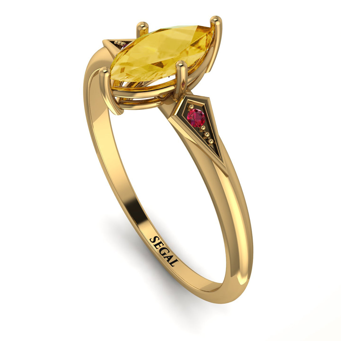 Marquise Citrine Geometrical Engagement Ring - Reese No. 610