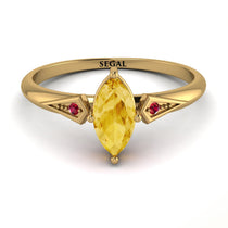 Marquise Citrine Geometrical Engagement Ring - Reese No. 610 image 1
