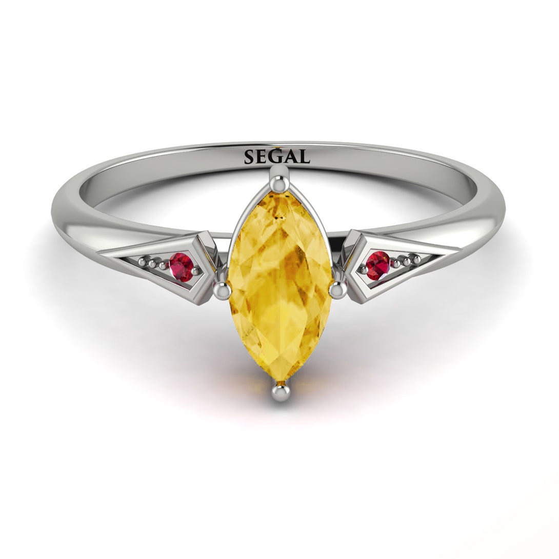 Marquise Citrine Geometrical Engagement Ring - Reese No. 612