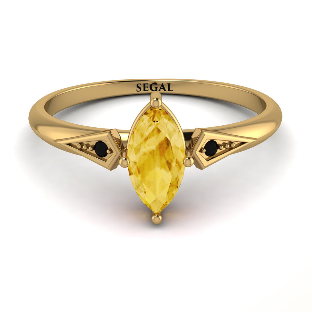Marquise Citrine Geometrical Engagement Ring - Reese No. 607