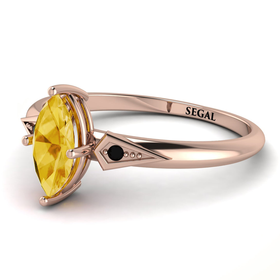 Marquise Citrine Geometrical Engagement Ring - Reese No. 608