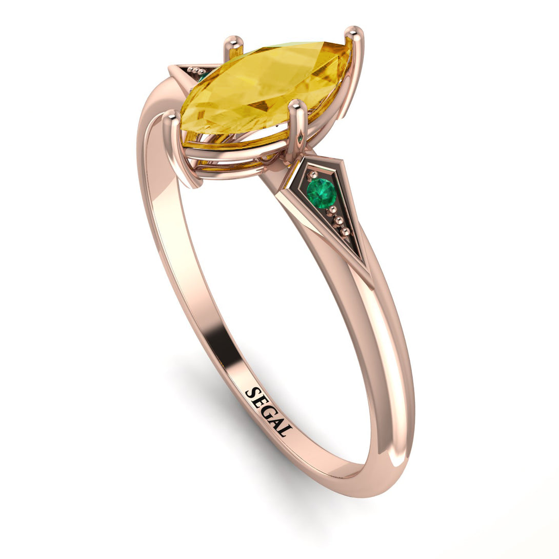 Marquise Citrine Geometrical Engagement Ring - Reese No. 605