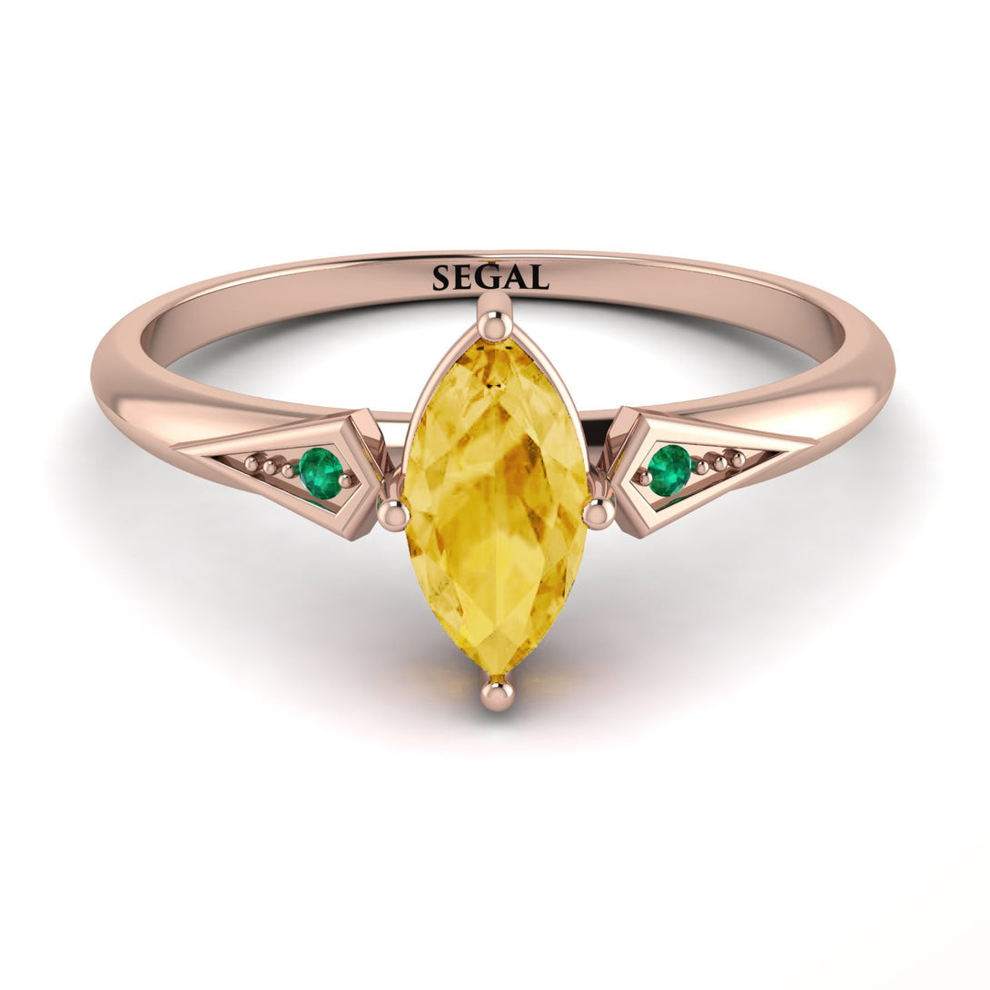 Marquise Citrine Geometrical Engagement Ring - Reese No. 605