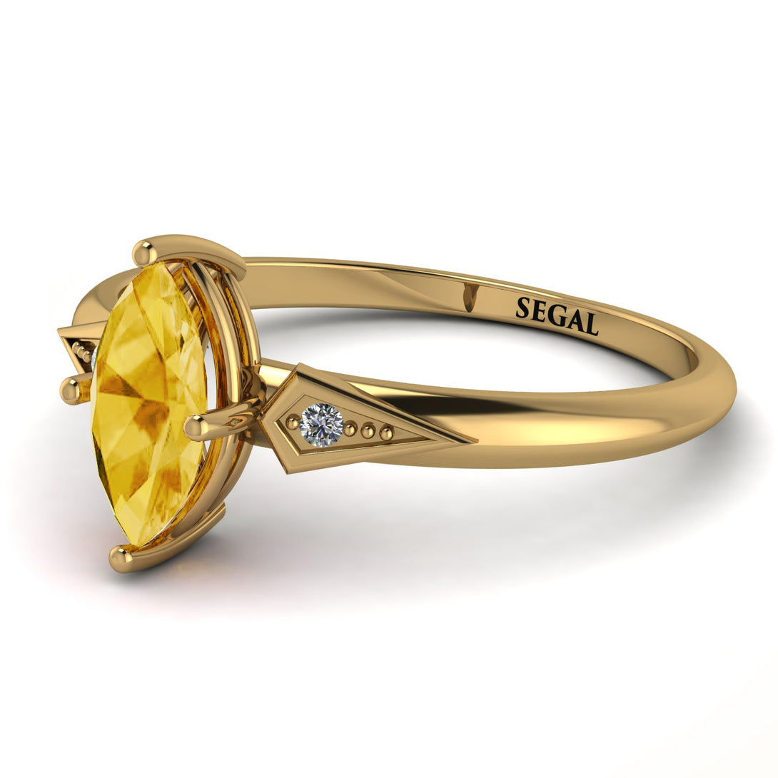 Marquise Citrine Geometrical Engagement Ring - Reese No. 601