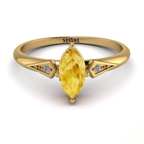 Marquise Citrine Geometrical Engagement Ring - Reese No. 601 image 1