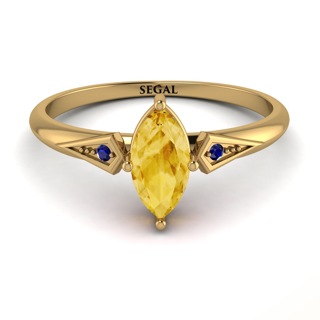 Marquise Citrine Geometrical Engagement Ring - Reese No. 613