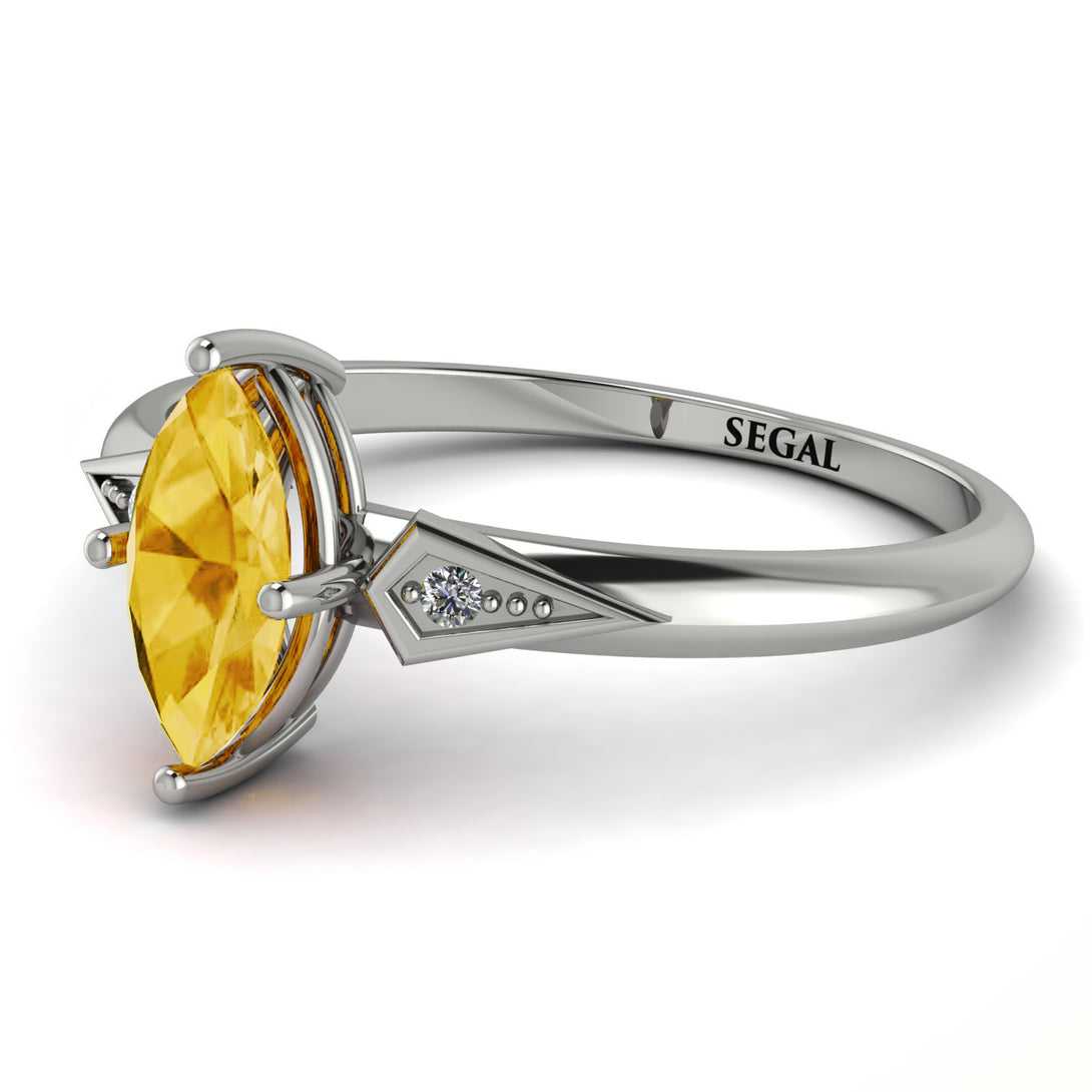 Marquise Citrine Geometrical Engagement Ring - Reese No. 603