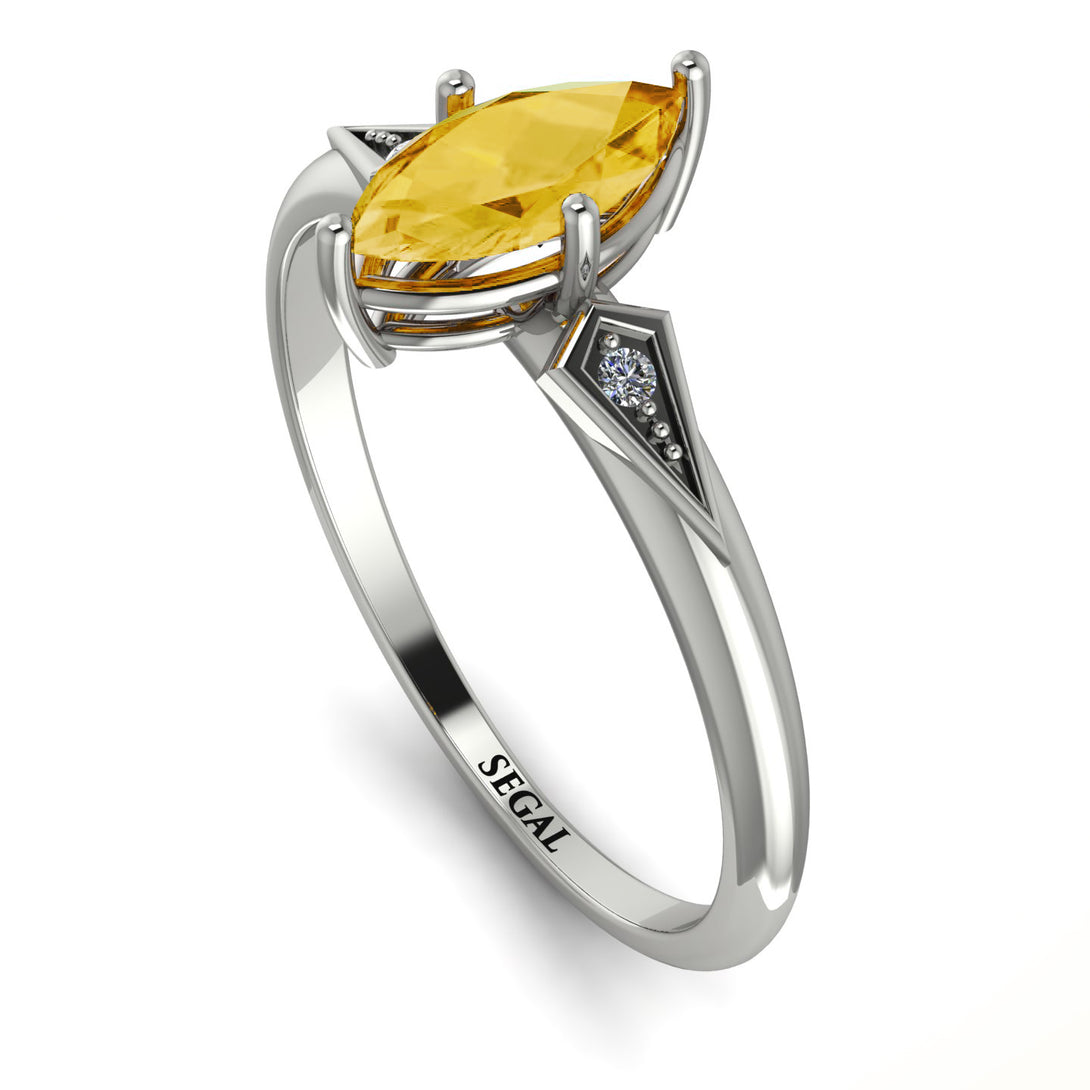 Marquise Citrine Geometrical Engagement Ring - Reese No. 603