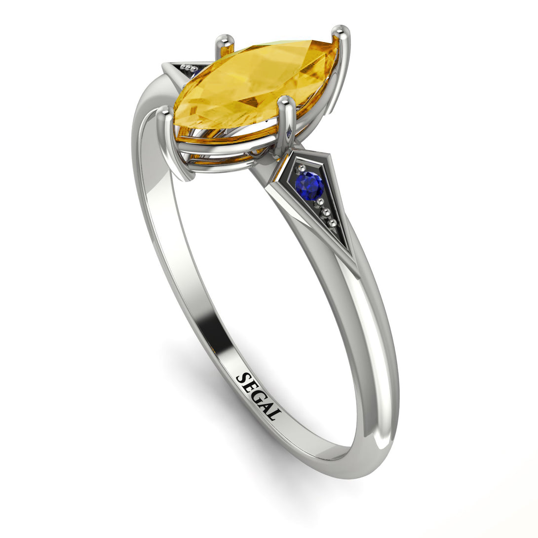 Marquise Citrine Geometrical Engagement Ring - Reese No. 615