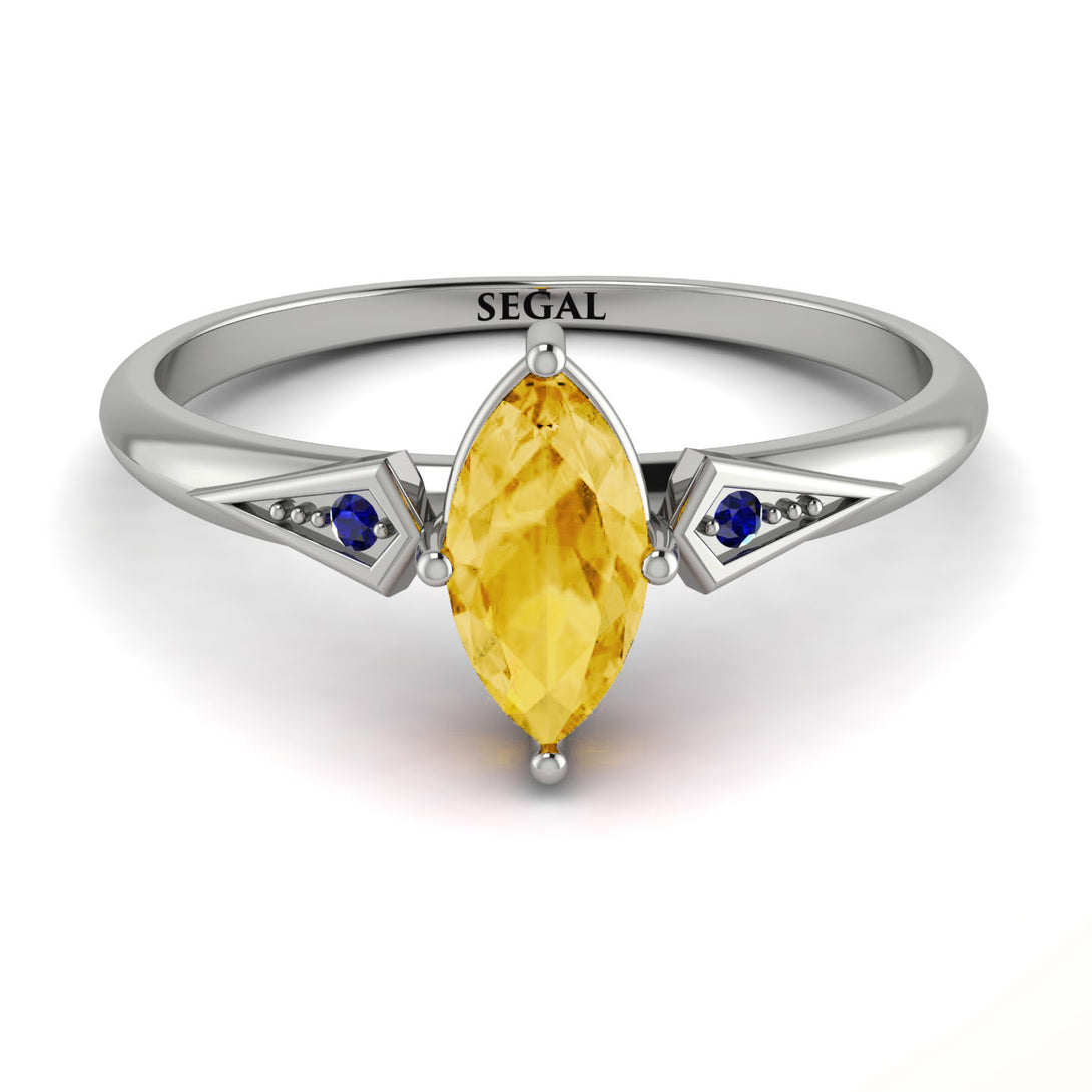 Marquise Citrine Geometrical Engagement Ring - Reese No. 615