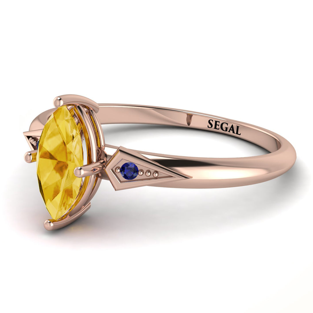 Marquise Citrine Geometrical Engagement Ring - Reese No. 614