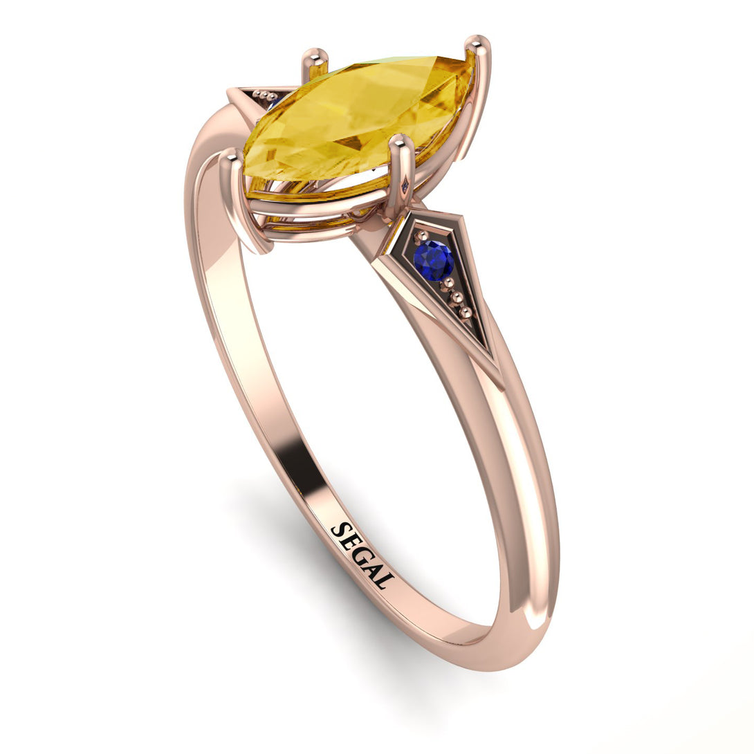 Marquise Citrine Geometrical Engagement Ring - Reese No. 614