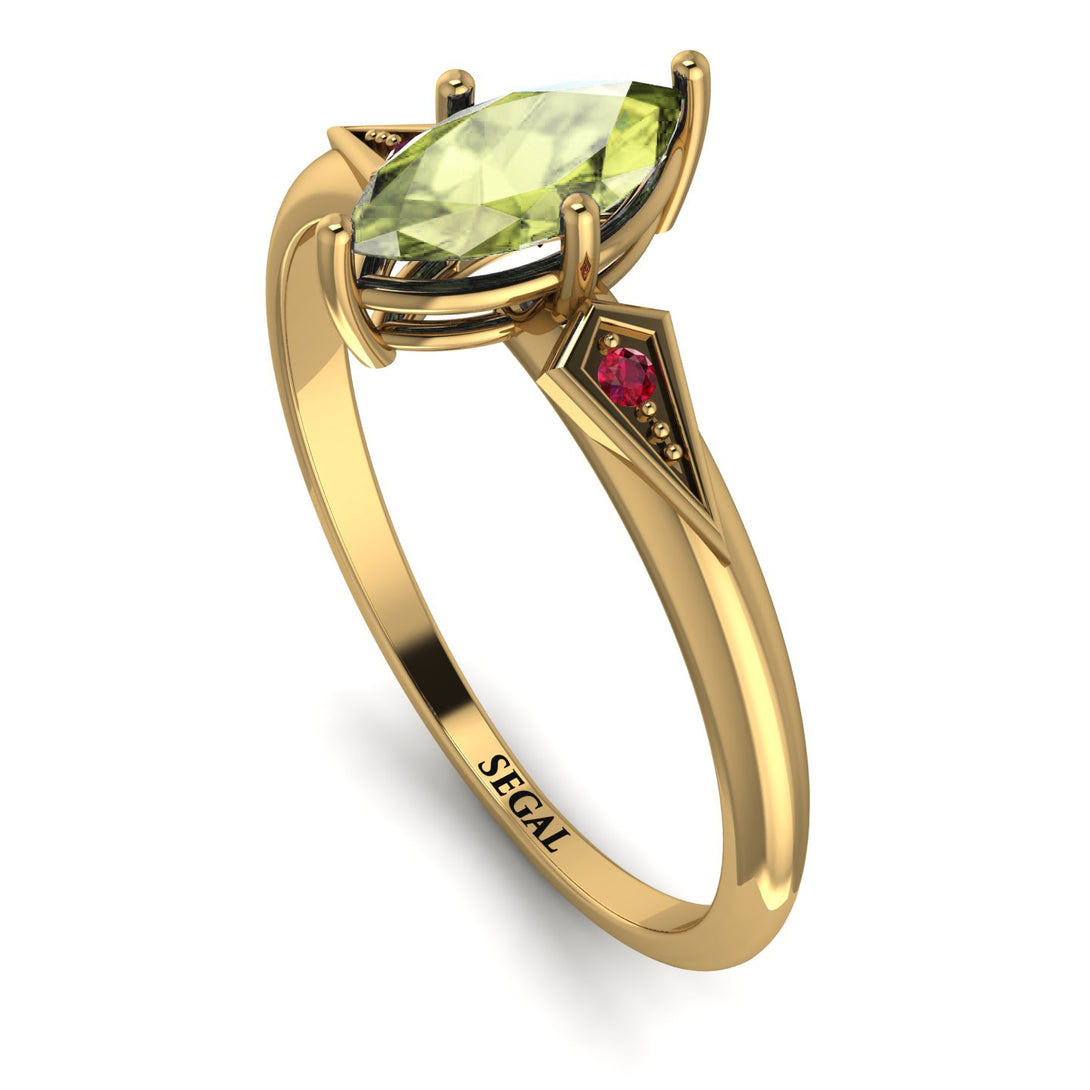 Marquise Peridot Geometrical Engagement Ring - Reese No. 710