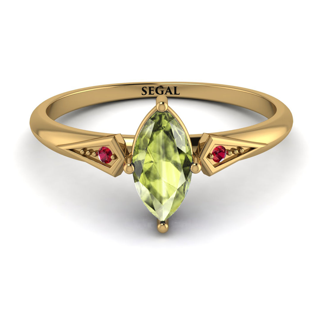 Marquise Peridot Geometrical Engagement Ring - Reese No. 710