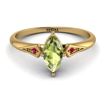 Marquise Peridot Geometrical Engagement Ring - Reese No. 710 image 1