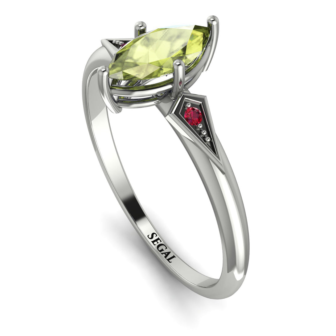 Marquise Peridot Geometrical Engagement Ring - Reese No. 712
