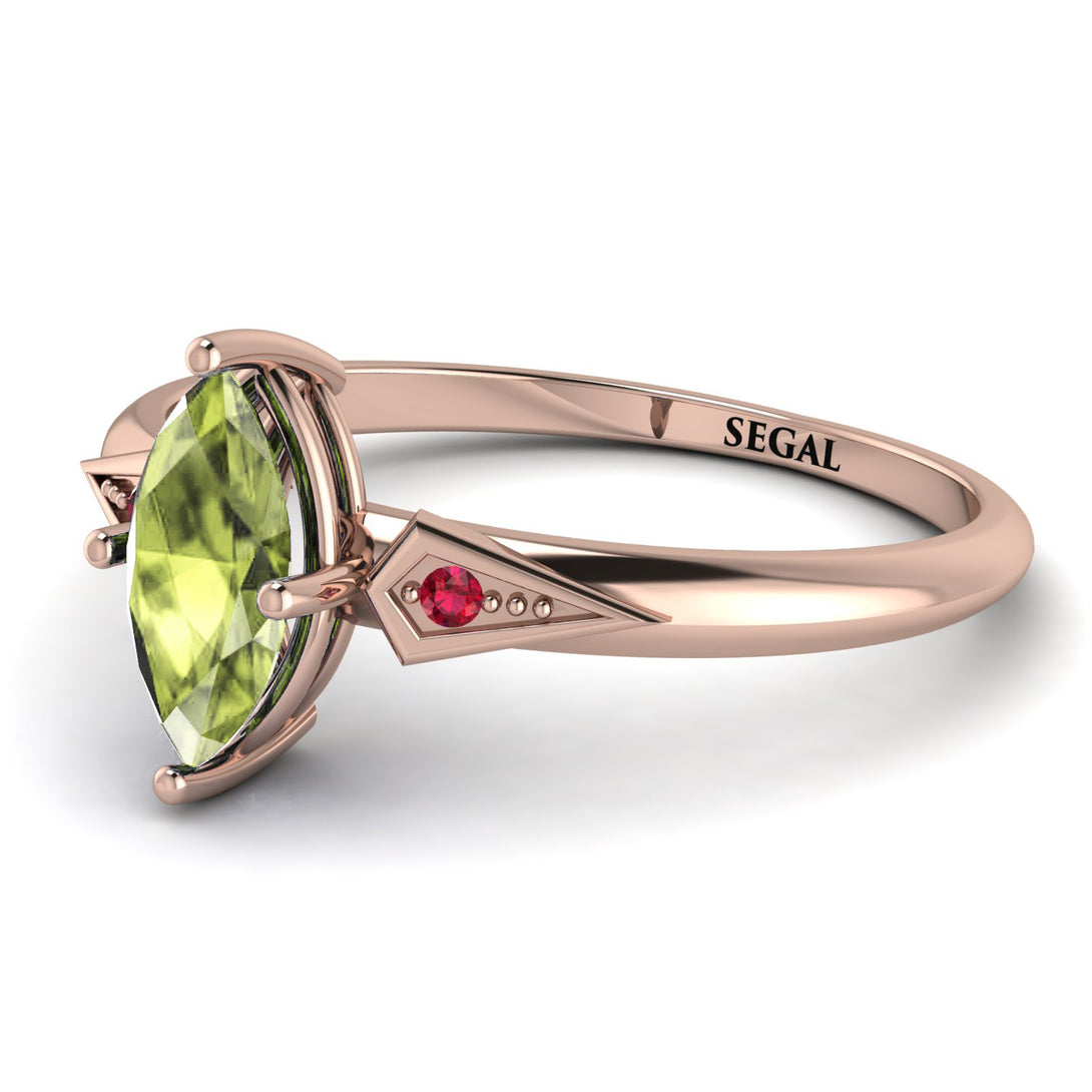 Marquise Peridot Geometrical Engagement Ring - Reese No. 711