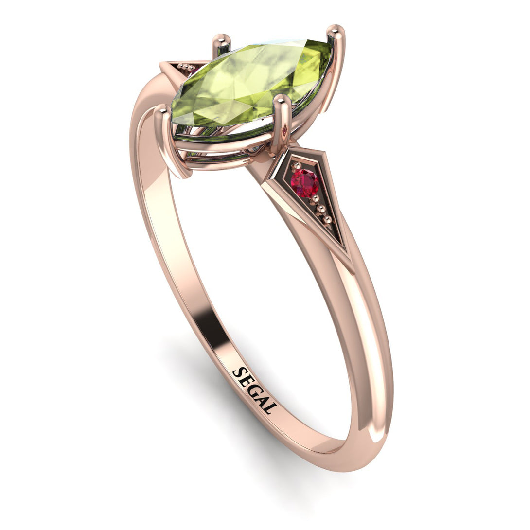 Marquise Peridot Geometrical Engagement Ring - Reese No. 711