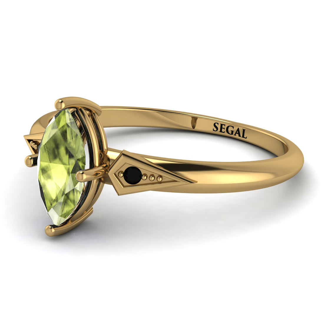 Marquise Peridot Geometrical Engagement Ring - Reese No. 707