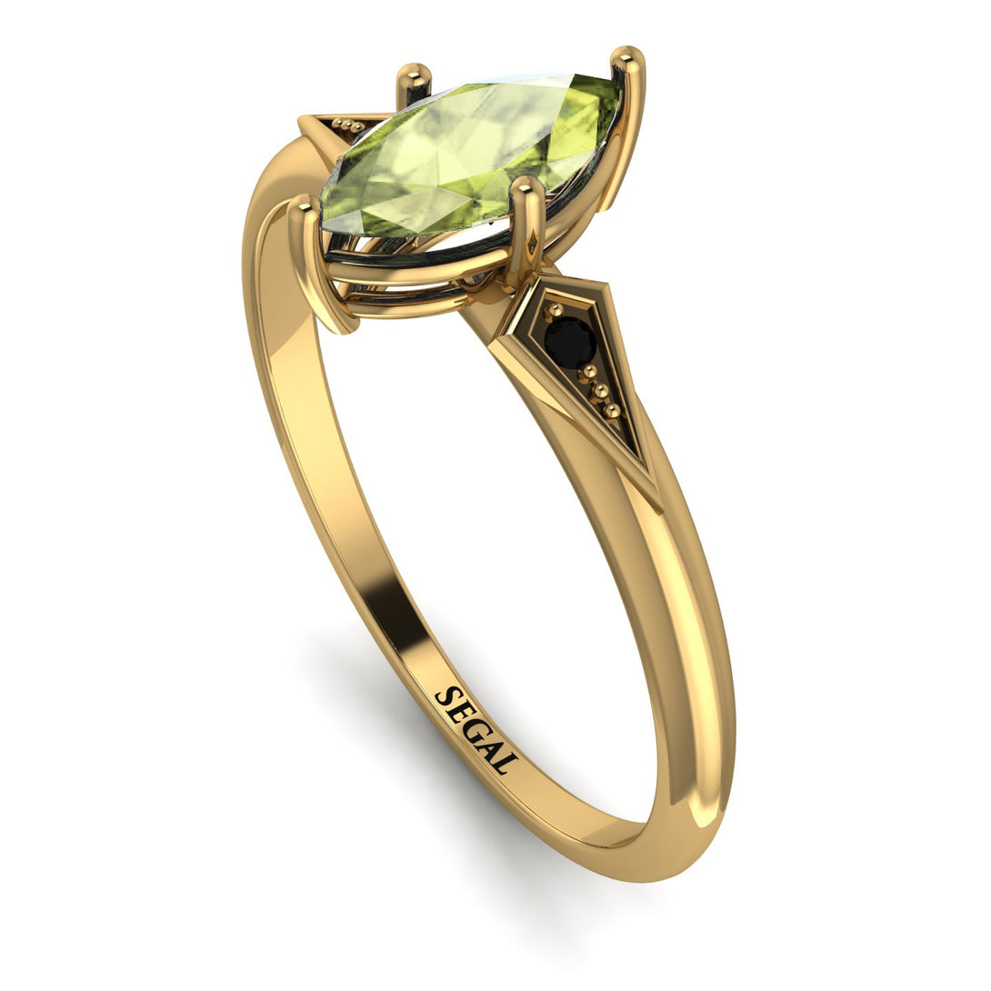 Marquise Peridot Geometrical Engagement Ring - Reese No. 707