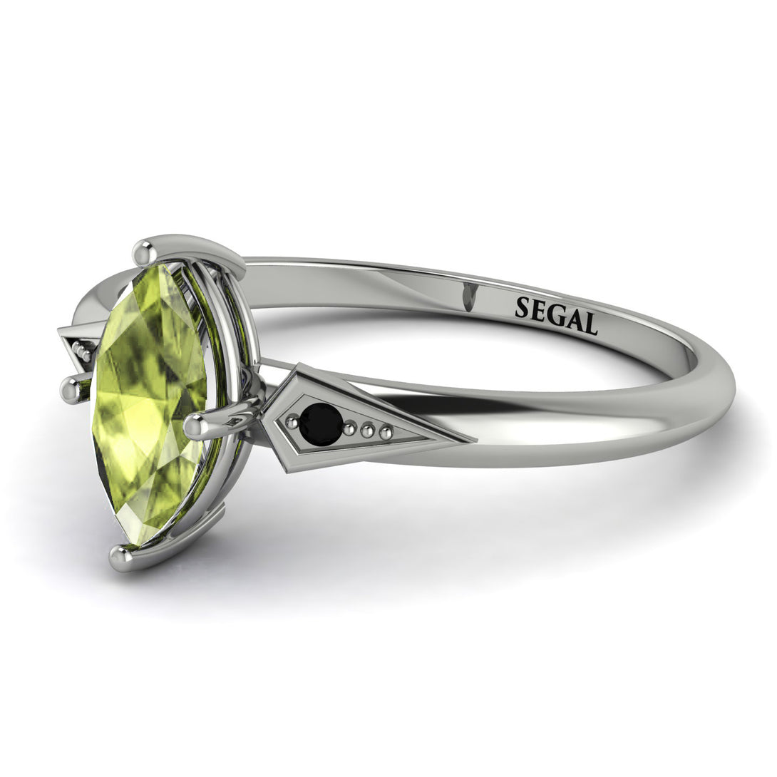 Marquise Peridot Geometrical Engagement Ring - Reese No. 709