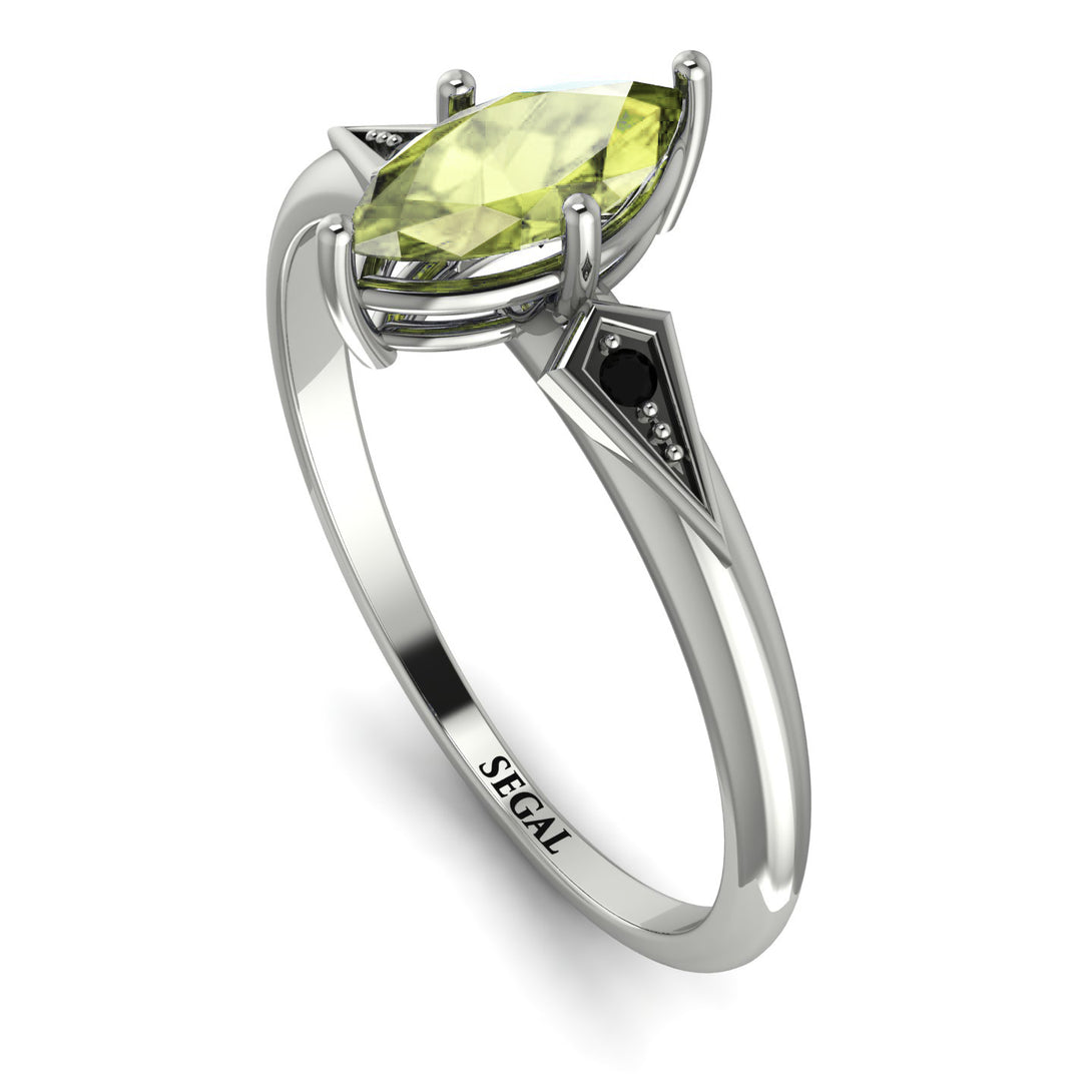 Marquise Peridot Geometrical Engagement Ring - Reese No. 709
